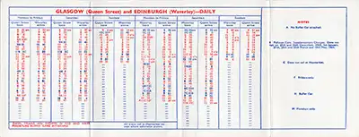 September 1963 Glasgow - Edinburgh timetable inside