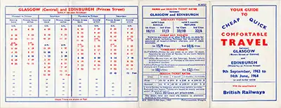 September 1963 Glasgow - Edinburgh timetable outside