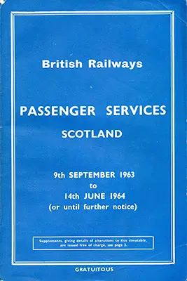 Passenger Services Scotland September 1963 timetable cover