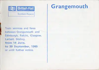 Front of June 1965 Grangemouth timetable