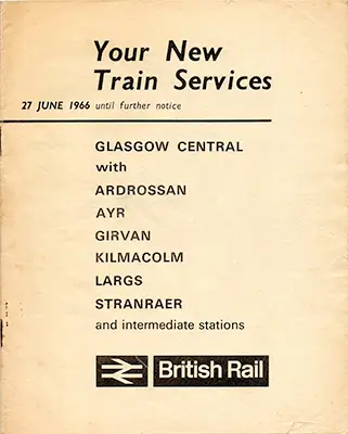 Glasgow Central - Largs, Ayr and Stranraer June 1966 timetable cover
