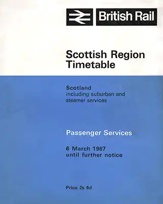 Cover of Passenger Services Scotland March 1967 timetable