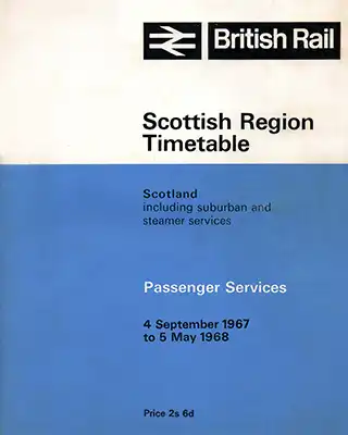 Cover of Passenger Services Scotland September 1967 timetable