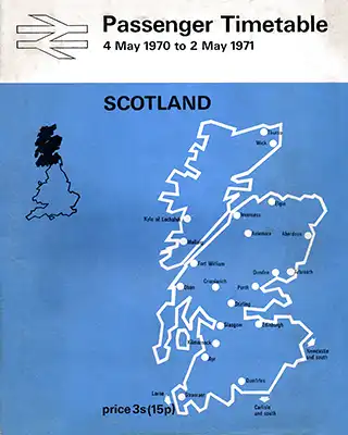 Cover of May 1970 Passenger Services Scotland timetable