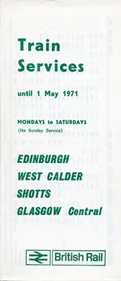 August 1970 Edinburgh - Glasgow via Shotts timetable front