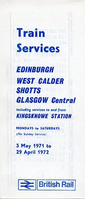 May 1971 Edinburgh - Glasgow via Shotts timetable front