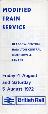 August 1972 Glasgow - Lanark timetable front