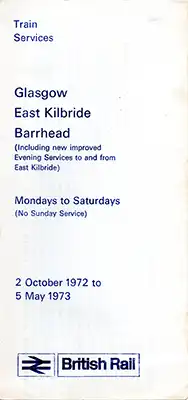 Front of October 1972 Glasgow - East Kilbride and Barrhead timetable