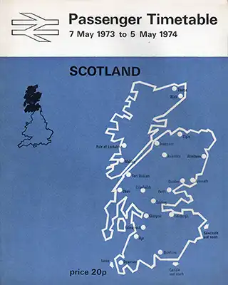 Cover of May 1973 Passenger Services Scotland timetable