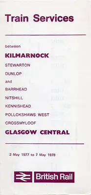 Kilmarnock - Glasgow May 1977 timetable front