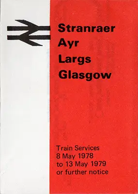 May 1978 Stranraer - Ayr - Largs - Glasgow timetable front