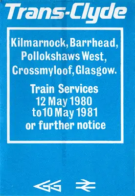 Kilmarnock - Glasgow May 1980 timetable front