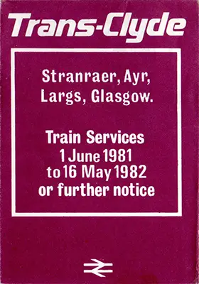 June 1981 Stranraer - Ayr - Largs - Glasgow timetable front