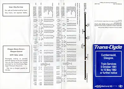 October 1981 Cumbernauld - Glasgow timetable outside