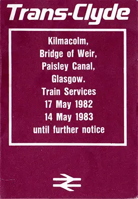 May 1982 Kilmacolm - Glasgow timetable front
