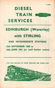 Edinburgh - Stirling September 1960 timetable