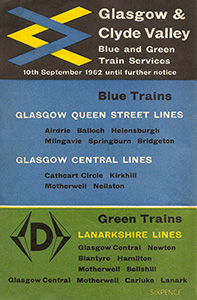 Lanarkshire Green and Blue Trains September 1962 timetable