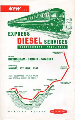 Front of June 1957 Birmingham - South Wales timetable