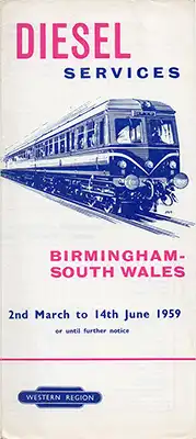 Cover of March 1959 Birmingham - South Wales timetable