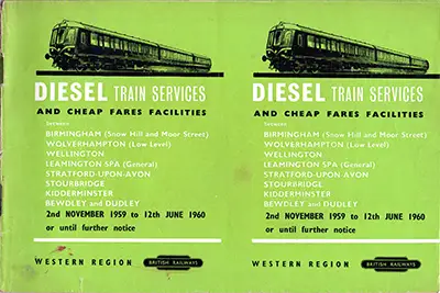 Birmingham area timetable November 1959