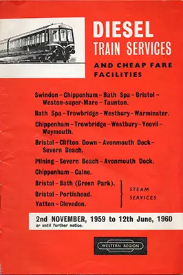 Bristol area timetable November 1959