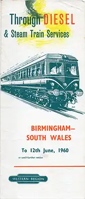 Cover of Birmingham - South Wales timetable to June 1960