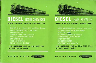 Birmingham area timetable September 1960