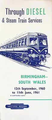 Cover of September 1960 Birmingham - South Wales timetable