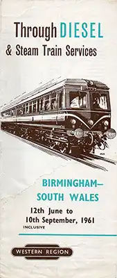 Cover of June 1961 Birmingham - South Wales timetable