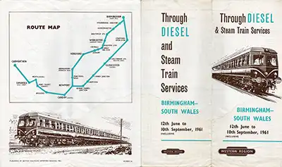 Outside of June 1961 Birmingham - South Wales timetable