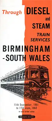 Cover of September 1961 Birmingham - South Wales timetable