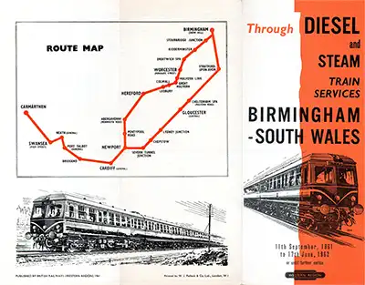 Outside of September 1961 Birmingham - South Wales timetable