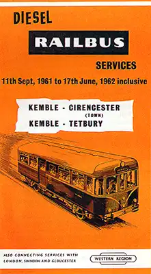 Front of September 1961 Kemble - Circancester and Tetbury timetable