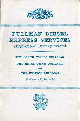 Cover of September 1961 Pullman timetable