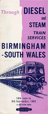 Cover of June 1962 Birmingham - South Wales timetable