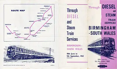 Outside of June 1962 Birmingham - South Wales timetable