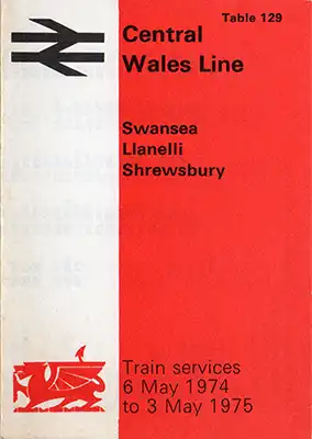 Front of May 1974 Central Wales Line timetable