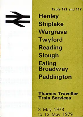 Front of May 1978 Henley - Twyford - Paddington timetable