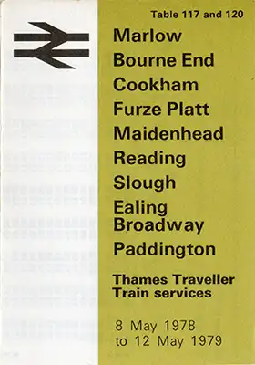 Front of May 1978 Maidenhead - Marlow timetable