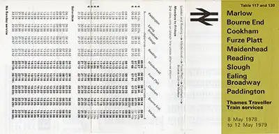 Outside of May 1978 Maidenhead - Marlow timetable