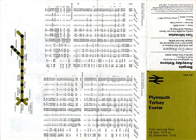 Plymouth - Torbay - Exeter May 1979 timetable outside