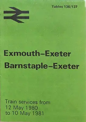 Exmouth - Exeter and Barnstaple - Exeter May 1980 timetable front