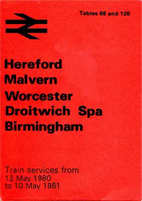 Front of May 1980 Hereford - Birmingham timetable