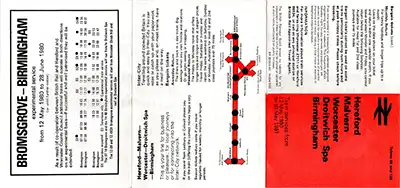 Outside of May 1980 Hereford - Birmingham timetable