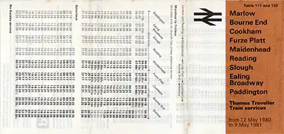 Outside of May 1980 Maidenhead - Marlow timetable