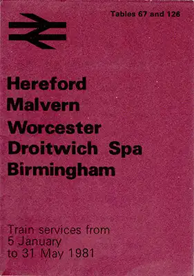 Front of January 1981 Hereford - Birmingham timetable