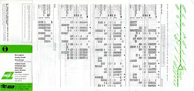 Outside of September 1985 Hereford - Birmingham timetable