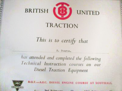 British United Traction Certificate
