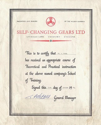 Self-Changing Gears Training Certificate